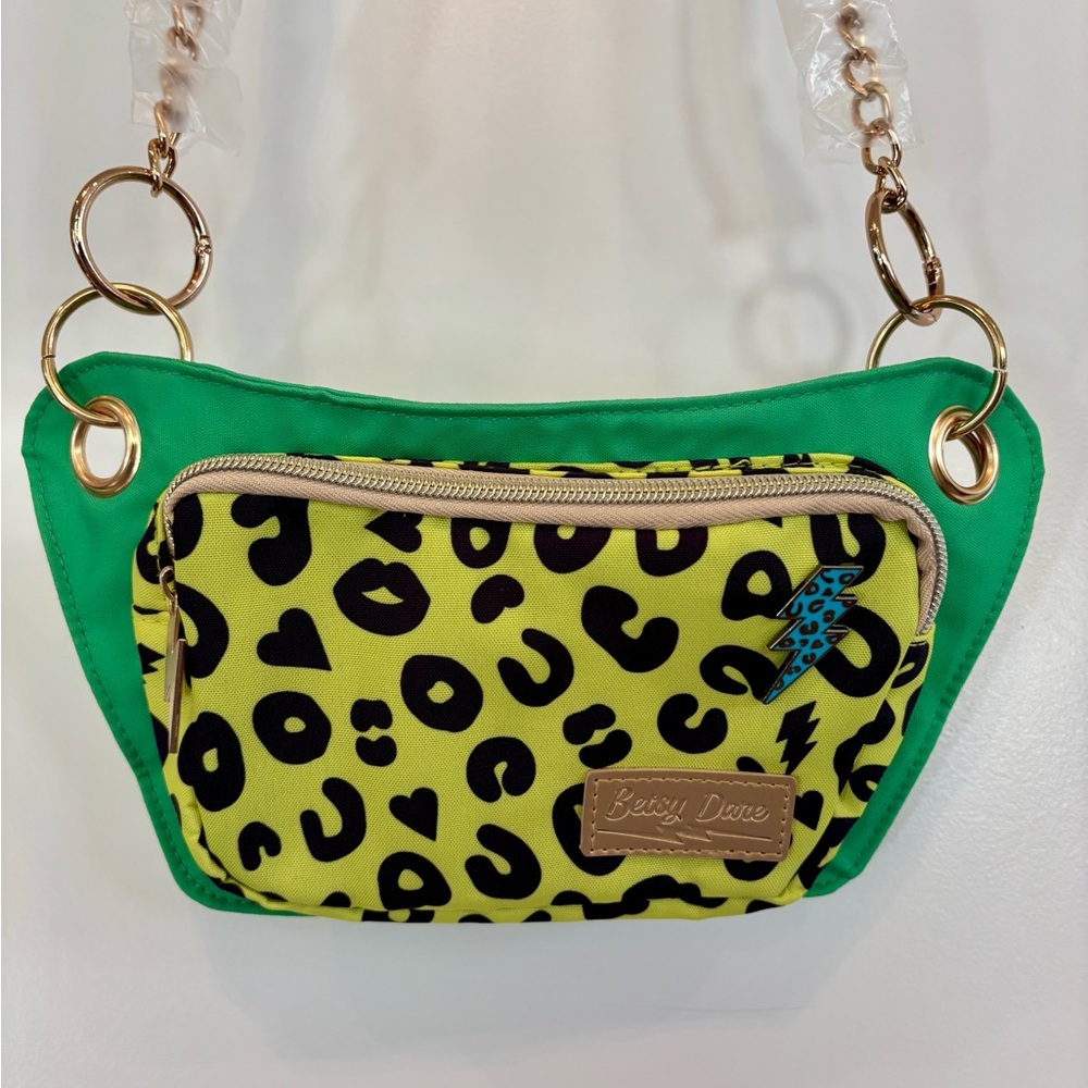 Neon Green & Yellow Electric Leopard Lisa Convertible Crossbody/Belt Bag + Pin